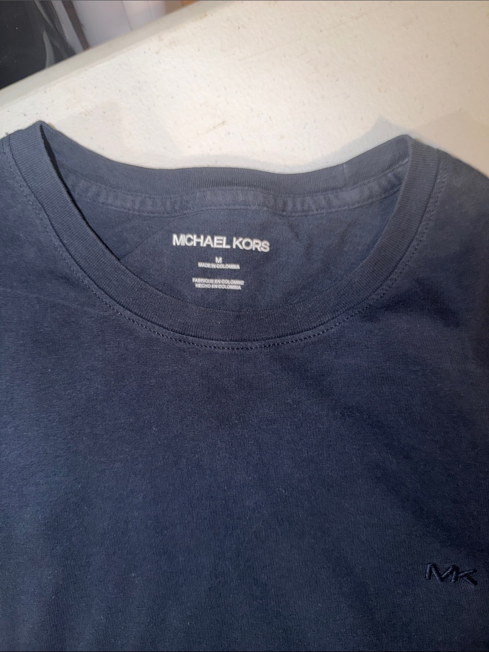 Michael Kors Men’s Navy Crewneck Tee with MK Embroidery